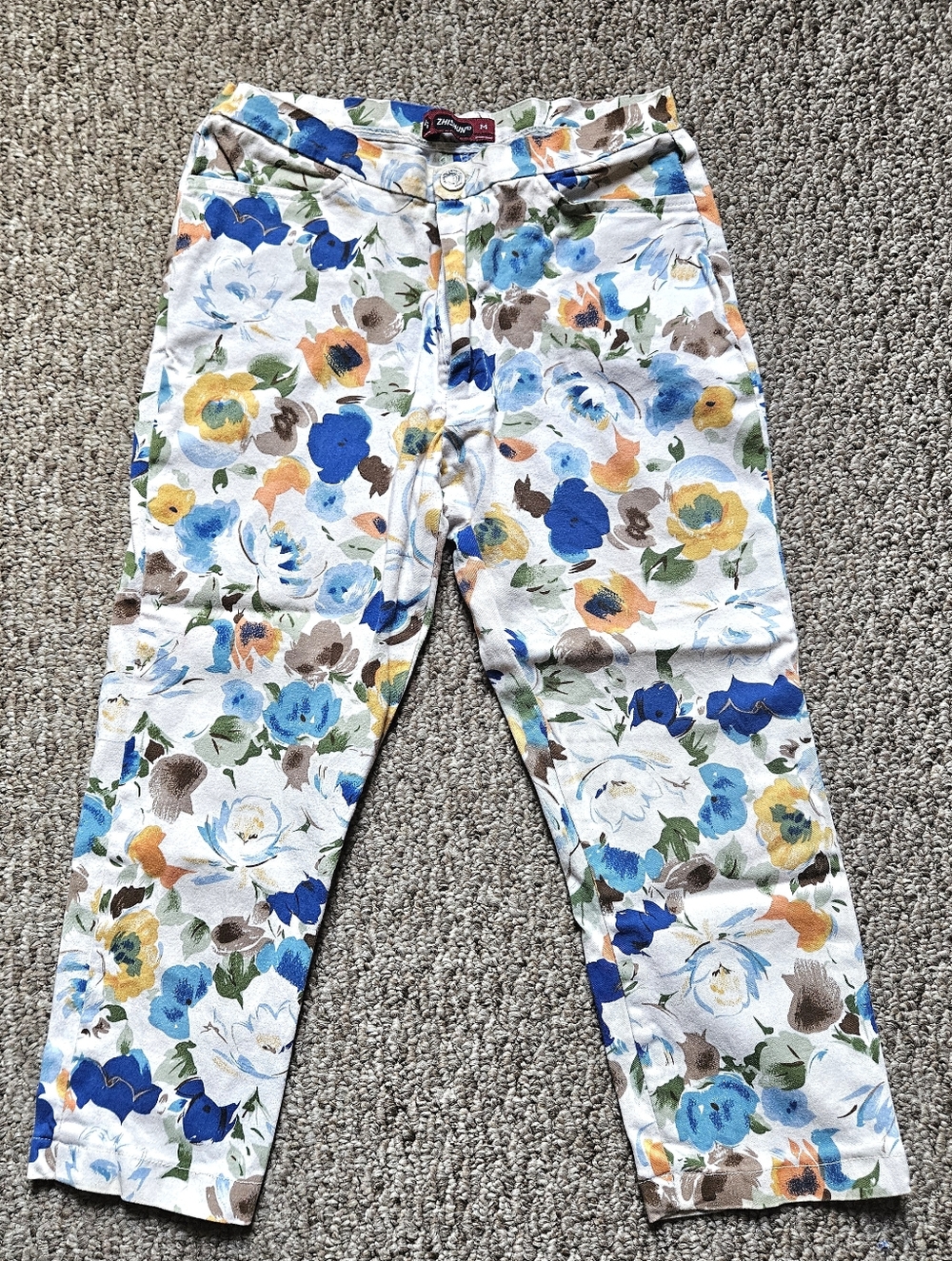 Womens Multicoloured Floral Capris Pants Trousers, M Size 26